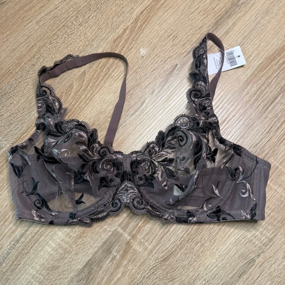 Soma womens wired sensuous lace unline bra 34c mochaccino/black  floral